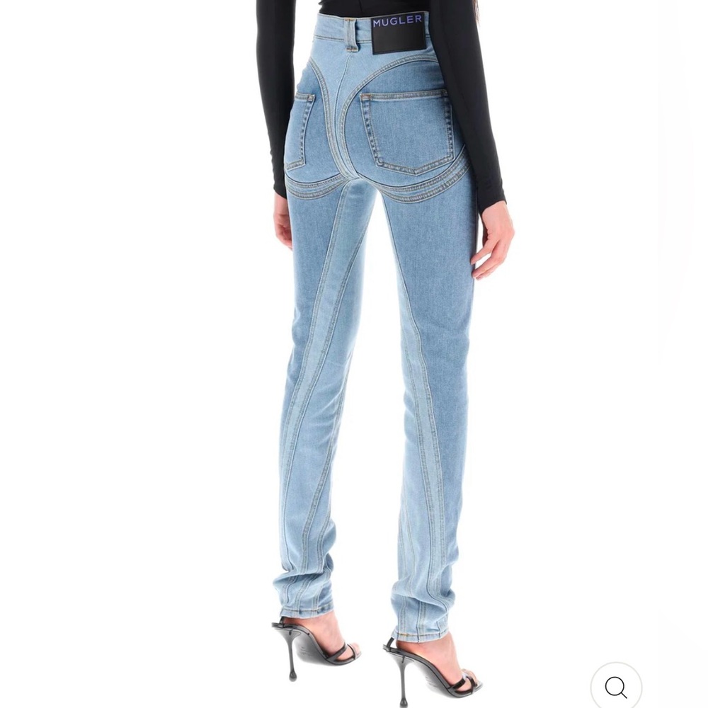MUGLER TWO TONE SPIRAL SKINNY JEANS
SIZE 38